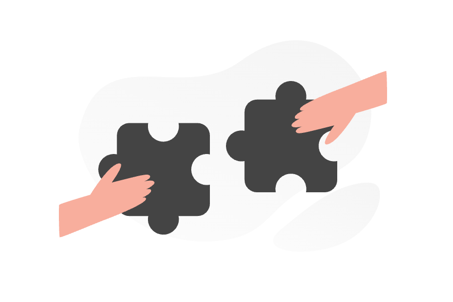 Stock illustration of two puzzle pieces joining together.
